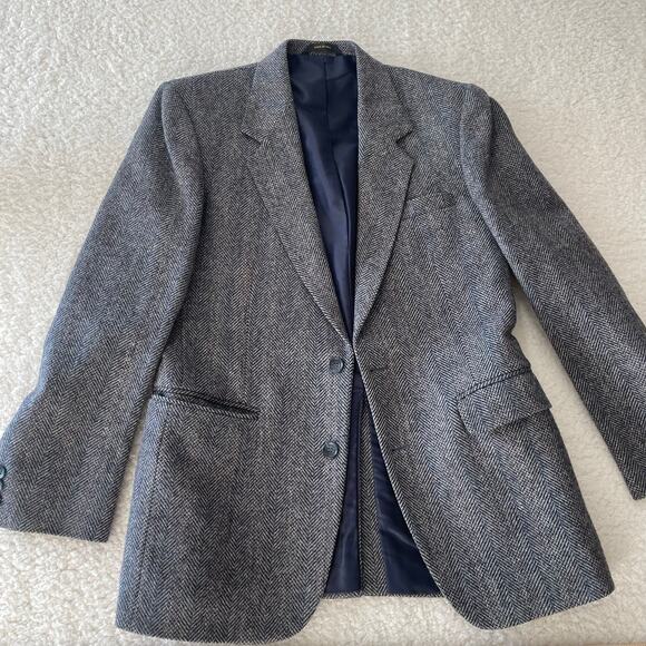 Vintage Wool Herringbone Blazer – Dark Academia / Ivy Prep Vibes - Picture 1 of 8